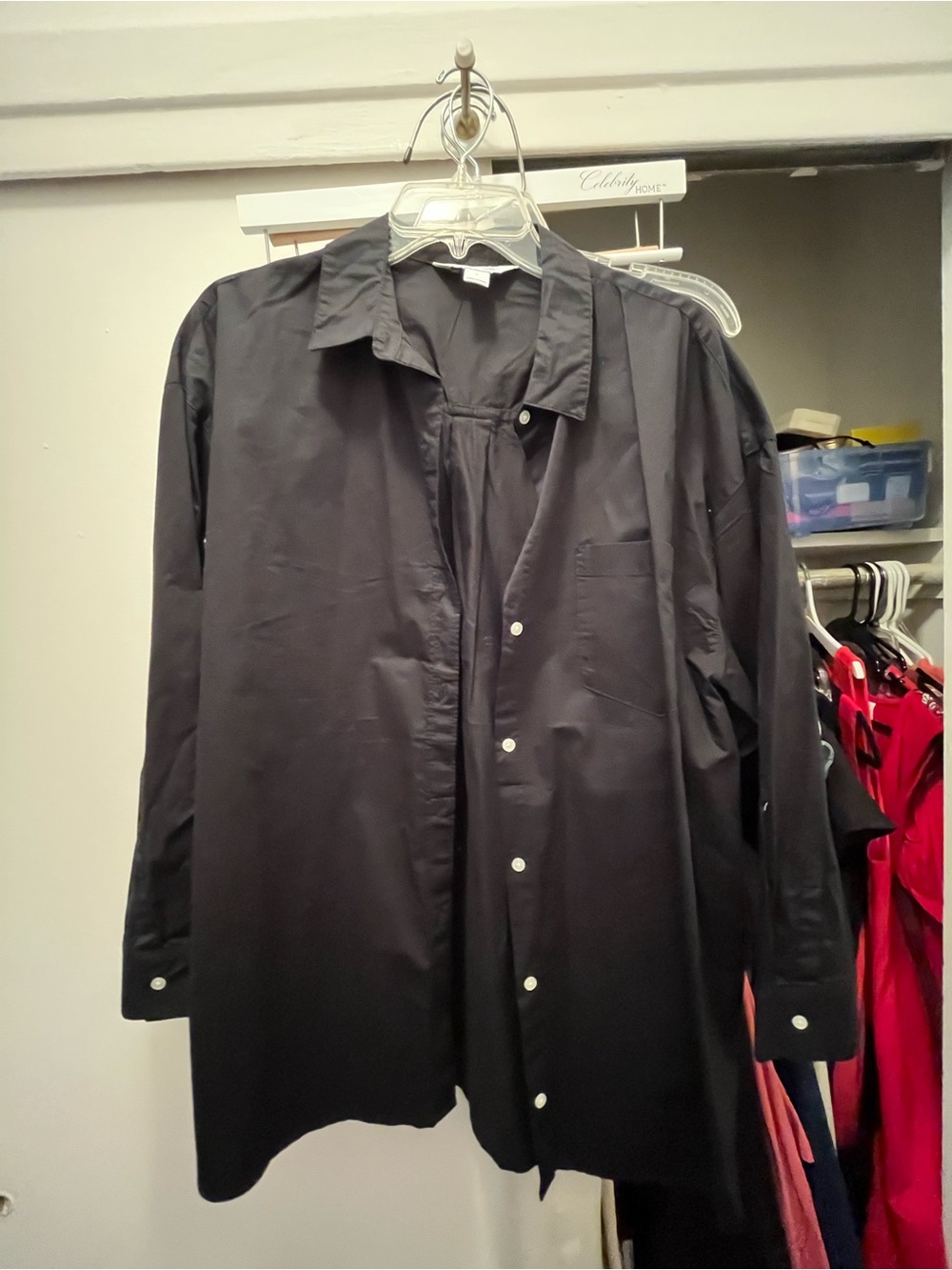Women's Black Button-Up Boyfriend Shirt